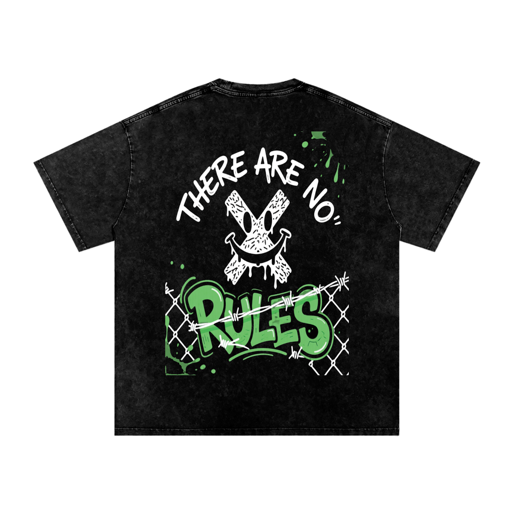 There Are No Rules Oversized Acid Washed T-shirt | Heavyweight Streetwear Tee