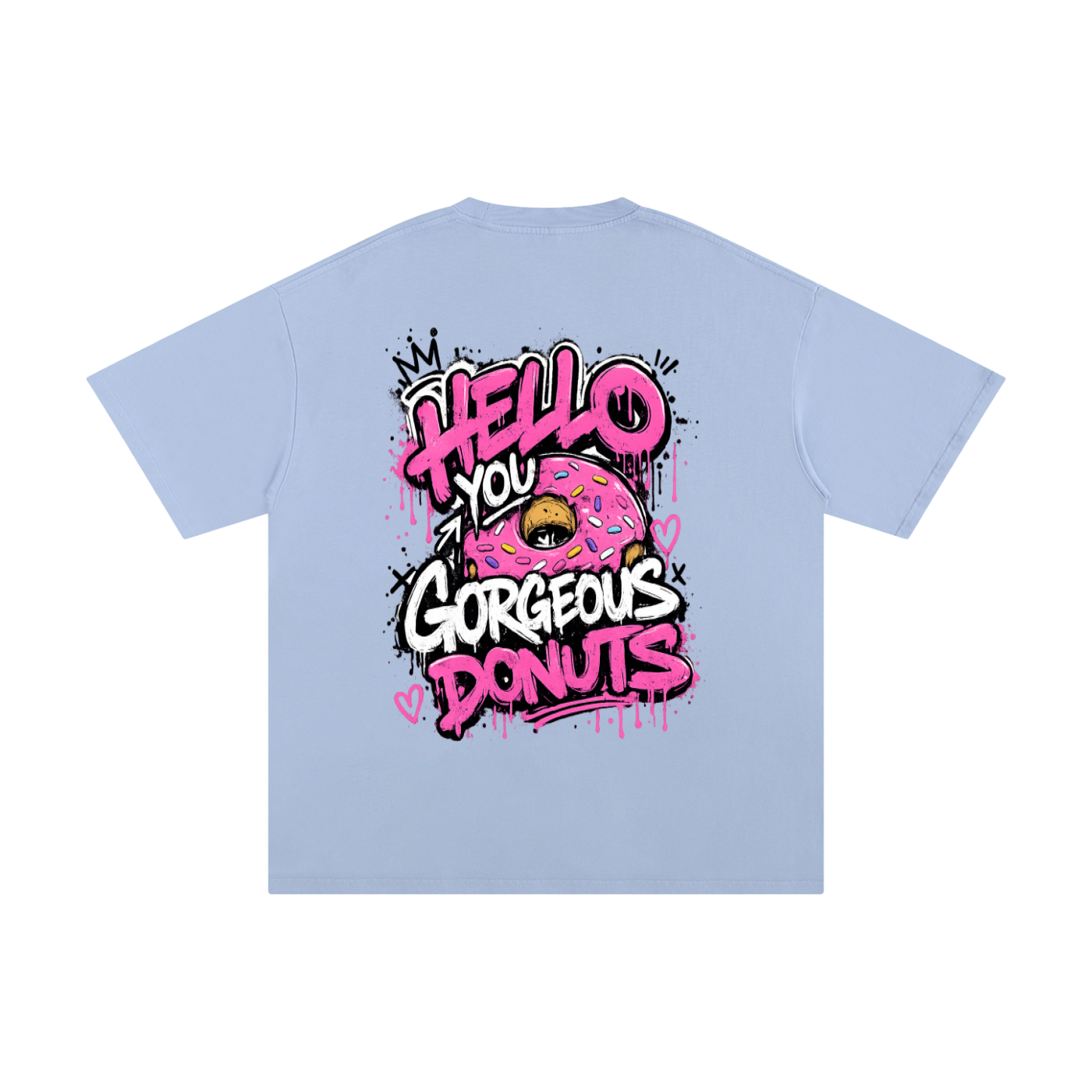 Jelly.Co Hello You Gorgeous Donuts Oversized Graphic T-Shirt